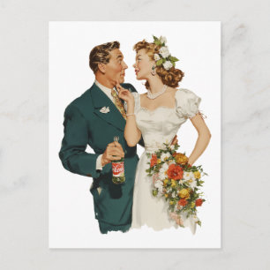Vintage Wedding Couple Romantic Moment Postcard