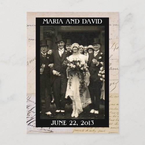 Vintage Wedding Couple Save the Date Postcard