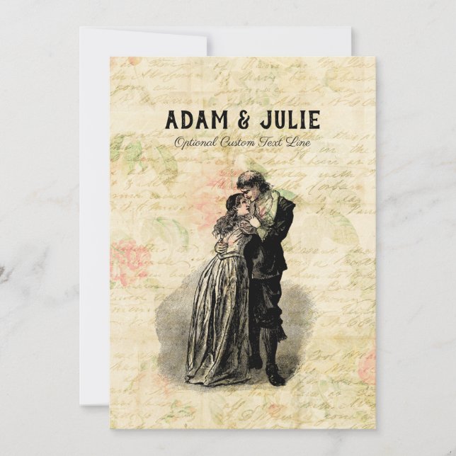 Vintage Wedding Customizable Old Fashioned Couple Invitation (Front)