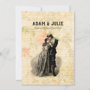 Vintage Wedding Customizable Old Fashioned Couple Invitation