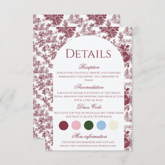 Vintage Wedding Details | Burgundy Toile Enclosure