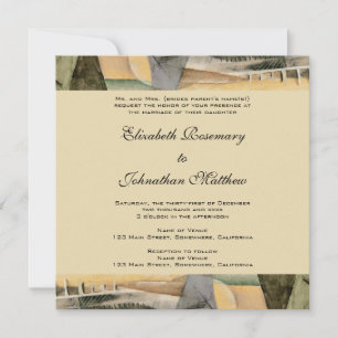 Vintage Wedding, Earth Tones Colors, Cubism Art Invitation