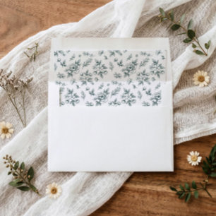 Vintage Wedding Emerald Green Floral Toile Envelope Liner