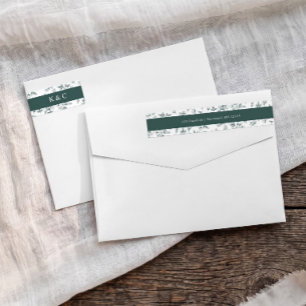 Vintage Wedding Emerald Green Return Address Wrap Around Label