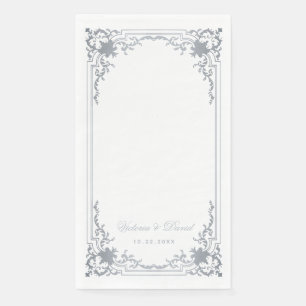 Vintage Wedding Faux Silver Gray Elegant Script Paper Guest Towels