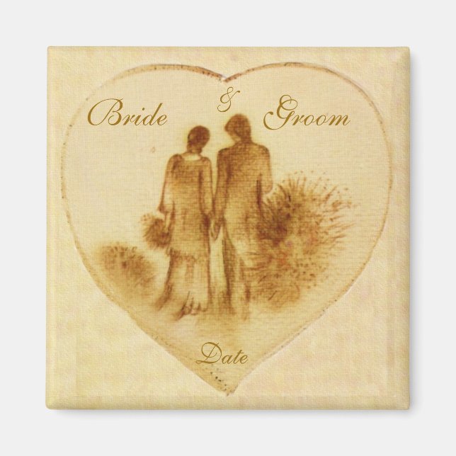 Vintage Wedding Favor Magnet (Front)