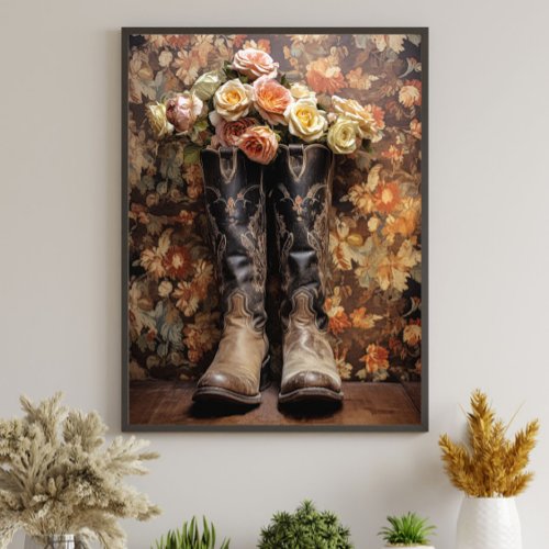 Vintage Wedding Floral Cowboy Boots Decoupage  Tissue Paper