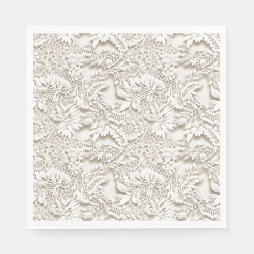 Vintage Wedding Floral White Lace Napkins