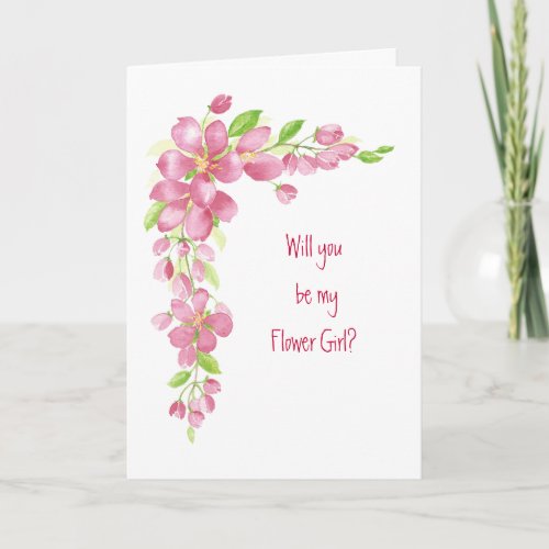 Vintage Wedding Flower Girl Cherry Blossom Pink Invitation