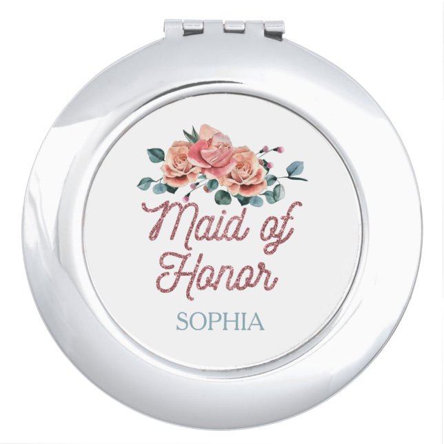 Vintage Wedding Flowers Maid of Honor Compact Mirror (Front)
