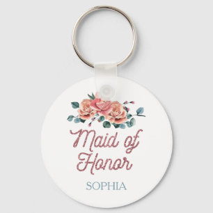 Vintage Wedding Flowers Maid of Honor Keychain