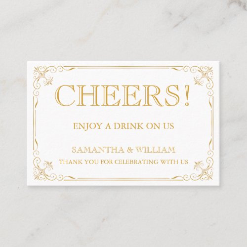 Vintage Wedding Free Drink Ticket  Custom Color