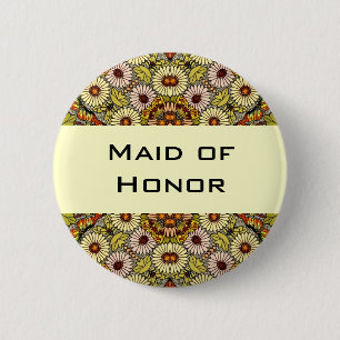 Vintage Wedding, Garden Flowers Floral Butterflies Button