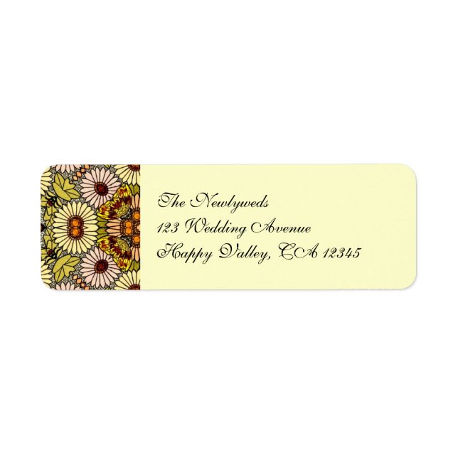 Vintage Wedding, Garden Flowers Floral Butterflies Label (Front)