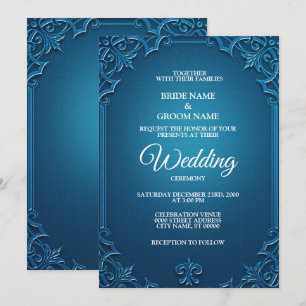Vintage Wedding Geometric Teal Turquoise Elegant   Invitation