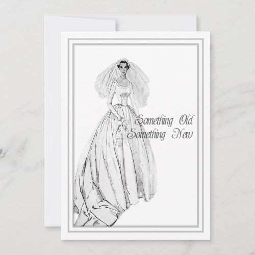 Vintage Wedding Gown Bridal Shower Something Old Invitation