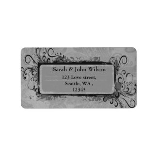 vintage wedding gray, return address label