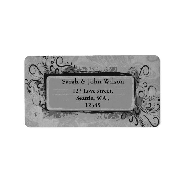 vintage wedding gray, return address label (Front)