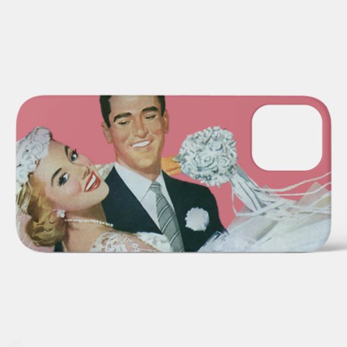 Vintage Wedding Groom Carrying Bride Newlyweds iPhone 12 Case