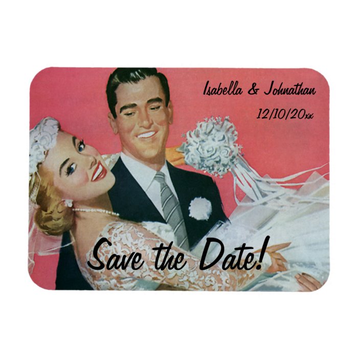Vintage Wedding, Groom Carrying Bride, Newlyweds Rectangular Magnets