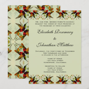 Vintage Wedding, Hummingbirds and Flowers Invitation