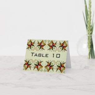 Vintage Wedding, Hummingbirds and Flowers Thank You Card