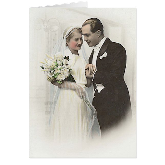 Vintage Wedding in White Cards (Front)