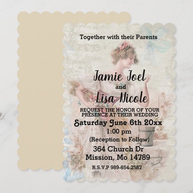 Vintage Wedding Invitation (Front/Back)