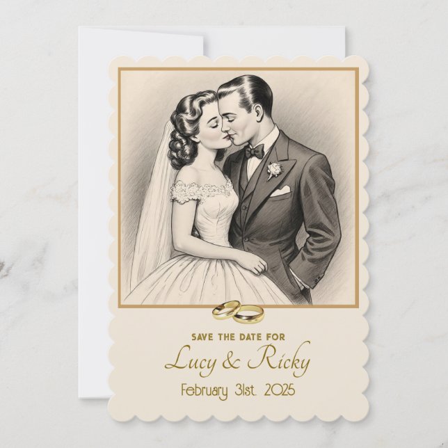" VINTAGE WEDDING INVITATION " (Front)