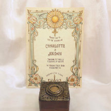 Vintage Wedding Invitation Floral Art Nouveau