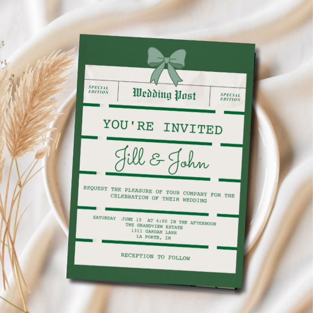  Vintage Wedding Invitation Newspaper with Bow (Creator Uploaded)