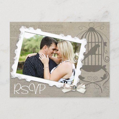 Vintage Wedding Invitation RSVP with Photo