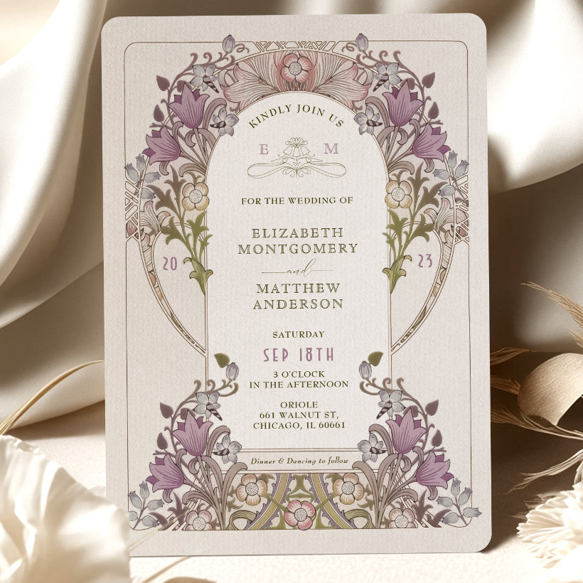 Vintage Wedding Invitation William Morris Lavender (Creator Uploaded)