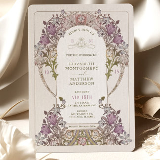 Vintage Wedding Invitation William Morris Lavender