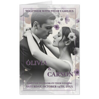 Vintage Wedding Invitation with Romantic Couple