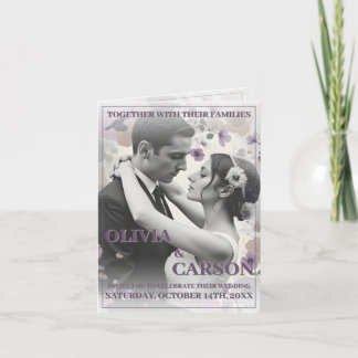 Vintage Wedding Invitation with Romantic Couple