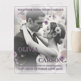 Vintage Wedding Invitation with Romantic Couple