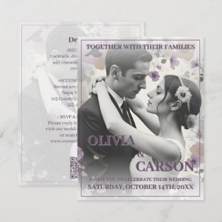 Vintage Wedding Invitation with Romantic Couple