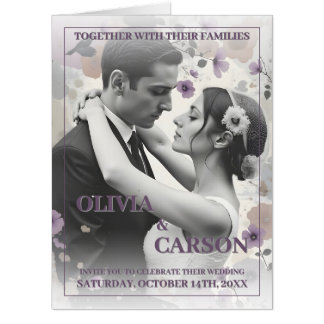 Vintage Wedding Invitation with Romantic Couple