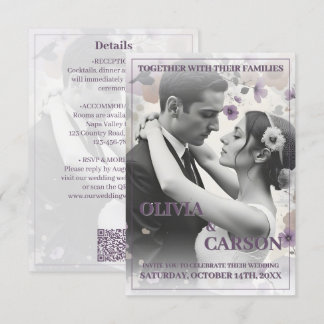 Vintage Wedding Invitation with Romantic Couple