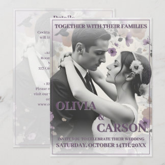 Vintage Wedding Invitation with Romantic Couple