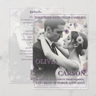 Vintage Wedding Invitation with Romantic Couple