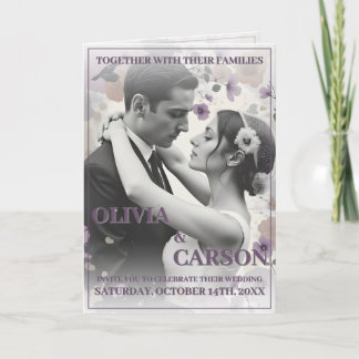 Vintage Wedding Invitation with Romantic Couple