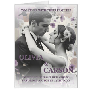 Vintage Wedding Invitation with Romantic Couple