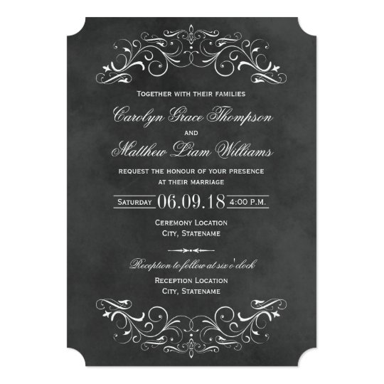 Vintage Wedding Invitations Chalkboard Flourish Vintage Wedding Invitations Chalkboard Flourish