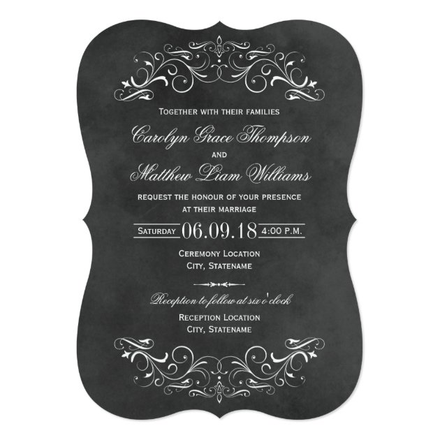 Vintage Wedding Invitations | Chalkboard Flourish