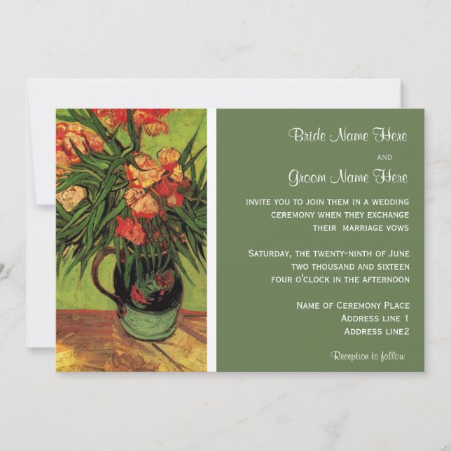 Vintage wedding invitations, Vincent van Gogh Invitation (Front)