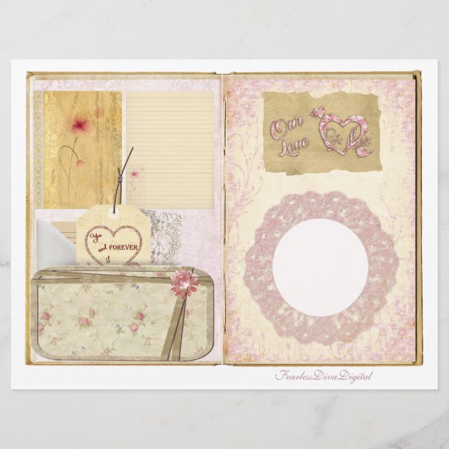 Vintage Wedding Junk Journal Scrapbook Page 19 &20 (Front)