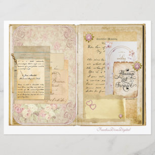Vintage Wedding Junk Journal Scrapbook Page 3 & 4