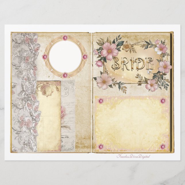 Vintage Wedding Junk Journal Scrapbook Page 5 & 6 (Front)